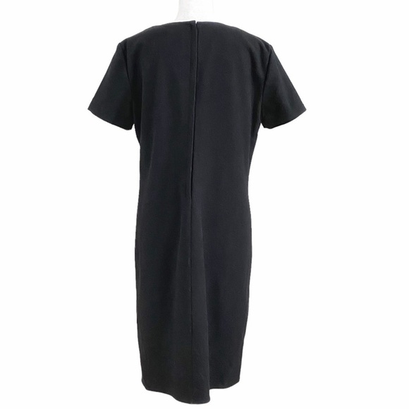 RED VALENTINO BLACK TAN VIRGIN WOOL CASHMERE BLEND SHORT SLEEVE SHIFT DRESS - L - Picture 2 of 8
